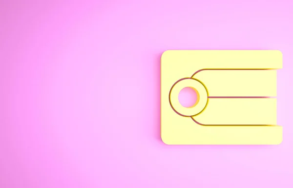 Ікона Yellow Dentures ізольована на рожевому фоні. Зубна концепція. Концепція мінімалізму. 3D-рендеринг — стокове фото