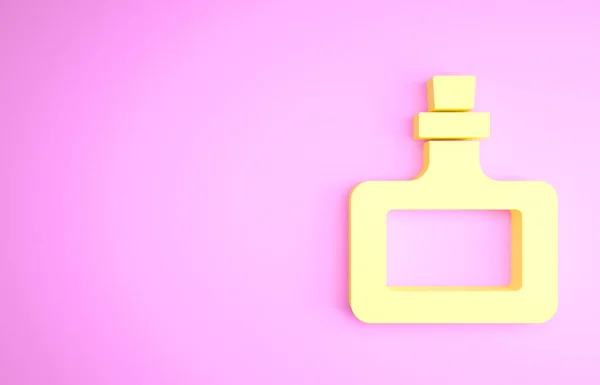 Yellow Sauce fles pictogram geïsoleerd op roze achtergrond. Ketchup, mosterd en mayonaise flessen met saus voor fastfood. Minimalisme concept. 3d illustratie 3D renderen — Stockfoto