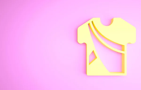 Giallo uomo indiano vestito abiti tradizionali indù con icona camicia lunga isolato su sfondo rosa. Concetto minimalista. Illustrazione 3d rendering 3D — Foto Stock