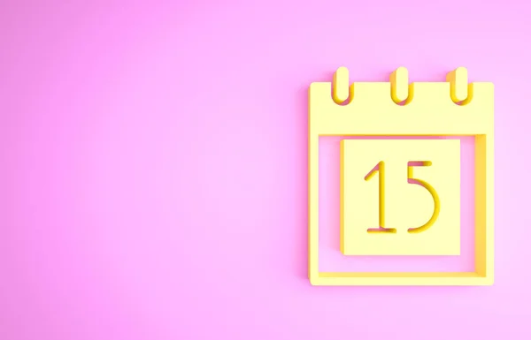 Żółty Szczęśliwy Dzień Niepodległości Indie ikona izolowana na różowym tle. Projekt ulotki na 15 sierpnia. Koncepcja minimalizmu. Ilustracja 3D 3D renderowania — Zdjęcie stockowe