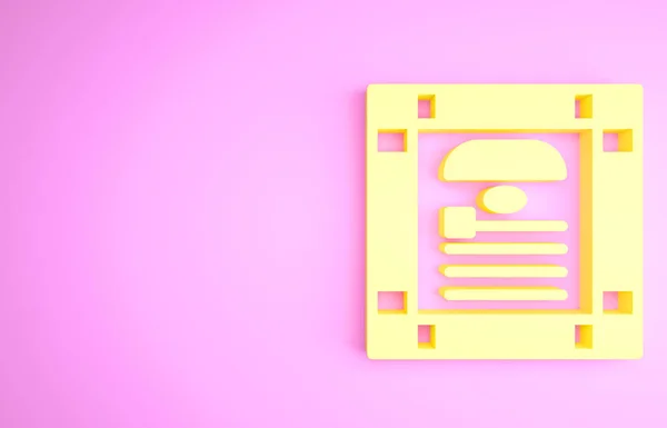 11 월 26 일 노랑 색인 디아 헌법일 아이콘은 핑크 색 배경에서 분리되었다. 미니멀리즘의 개념입니다. 3d 삽화 3D 렌더링 — 스톡 사진