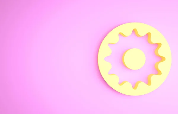 Icono de chakra amarillo aislado sobre fondo rosa. Concepto minimalista. 3D ilustración 3D render —  Fotos de Stock