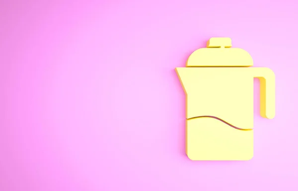 Ікона жовтого французького друку ізольована на рожевому тлі. Концепція мінімалізму. 3D-рендеринг — стокове фото