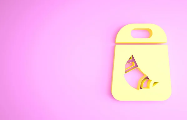 노란 크로와 상 패키지 아이콘은 핑크 배경에서 분리되었다. 미니멀리즘의 개념입니다. 3d 삽화 3D 렌더링 — 스톡 사진