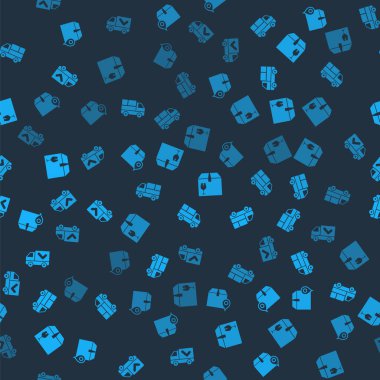 Konumu karton kutu, teslimat kamyoneti kutuları, kırılgan içerik ve pürüzsüz desen işaretleri ile ayarla. Vektör.