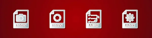 Setzen Sie Raw Dateidokument M3U Und Max Symbol Vektor — Stockvektor