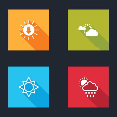 Gün batımı, bulutlu hava ve yağmur güneşli bulut. Vektör.