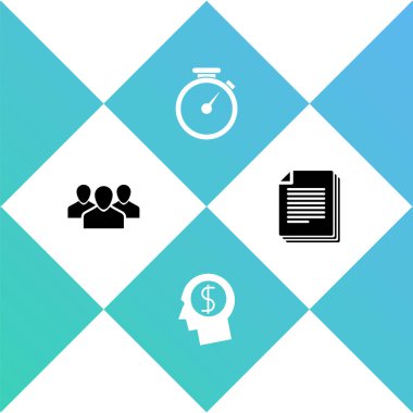 Kullanıcı grubunu ayarla, İşadamı planlama zihni, Kronometre ve Belge simgesi. Vektör.