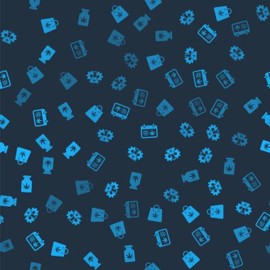 Marihuana alışveriş torbası, test tüpü, takvim ve tıbbi şişeyi pürüzsüz bir şablona ayarlayın. Vektör.