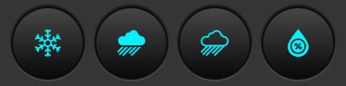 Kar Tanesi 'ni, yağmurlu Bulut' u ve su damlası yüzdesi simgesini ayarla. Vektör.