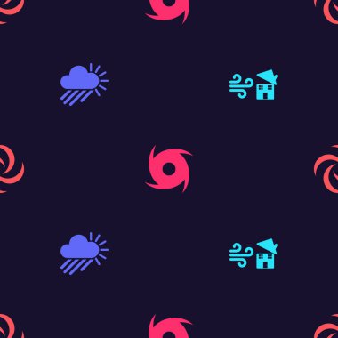 Kasırgayı döndür, bulutlu, yağmurlu ve güneşli, ve kusursuz desenli. Vektör.