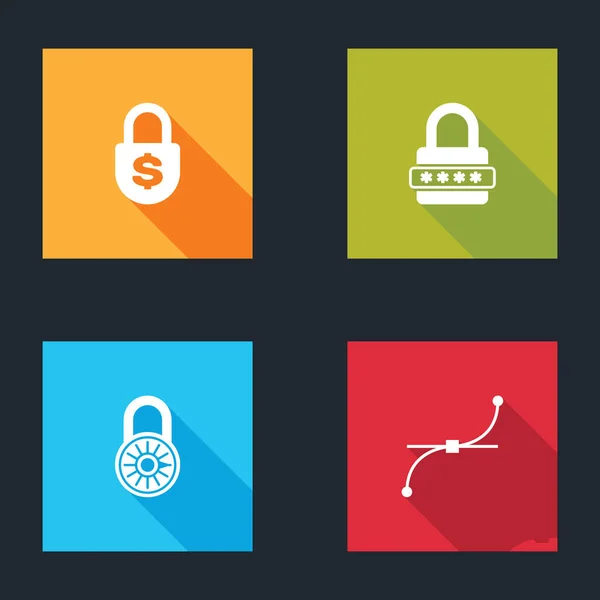 Definir Bloqueio Dinheiro Proteção Por Senha Roda Combinação Segura Ícone —  Vetores de Stock