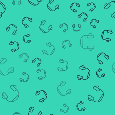 Kulaklık simgesini siyah beyaz arkaplana ayır. Kulaklıklar. Müzik, hizmet, iletişim ve operatör konsepti. Vektör.