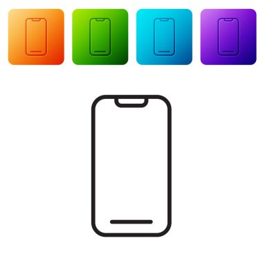 Akıllı Telefon, cep telefonu simgesi pembe beyaz ve siyah arkaplanda izole edildi. Vektör.