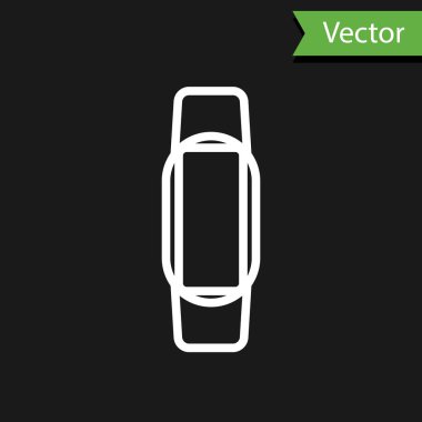 Beyaz çizgi Smartwatch simgesi siyah arkaplanda izole edildi. Vektör.