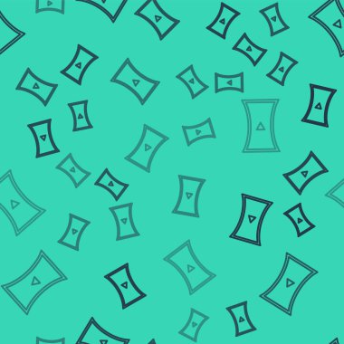 Siyah çizgi Online video simgesi yeşil arkaplanda izole edilmiş. Oyun işaretli film şeridi. Vektör.