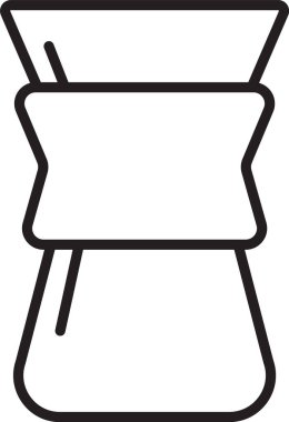 Siyah çizgi Chemex simgesi beyaz arkaplanda izole edildi. Alternatif kahve demleme yöntemleri. Kahve kültürü. Vektör.