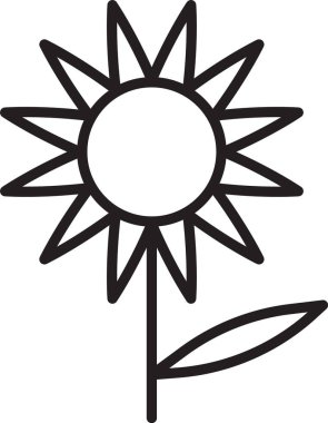 Siyah çizgi Ayçiçeği simgesi beyaz arkaplanda izole edildi. Vektör.