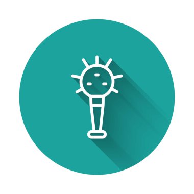 Beyaz çizgi Mace, Ukrayna 'nın uzun gölgeli ulusal güç simgesinin sembolü. Geleneksel silahlar. Ukraynalı Hetman 'ın topuzu. Yeşil daire düğmesi. Vektör.