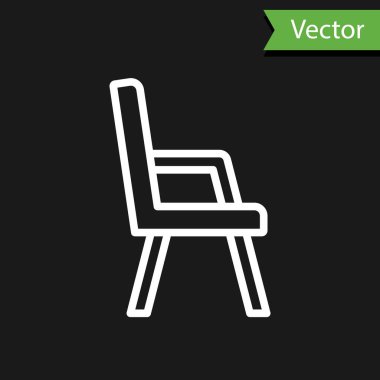 Siyah arkaplanda beyaz çizgi Kol Koltuğu simgesi izole edildi. Vektör.