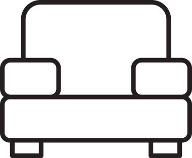 Siyah renkli Armchair simgesi beyaz arkaplanda izole edildi. Vektör.