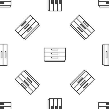 Çekmece simgesinin gri çizgisi beyaz arka planda izole edilmiş. Vektör.