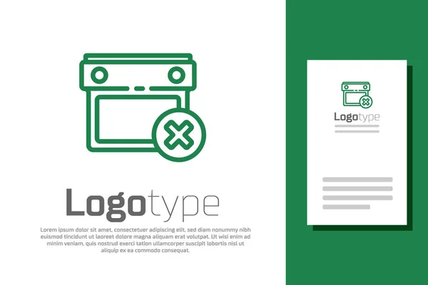 Ligne Verte Calendrier Date Supprimer Icône Isolée Sur Fond Blanc — Image vectorielle