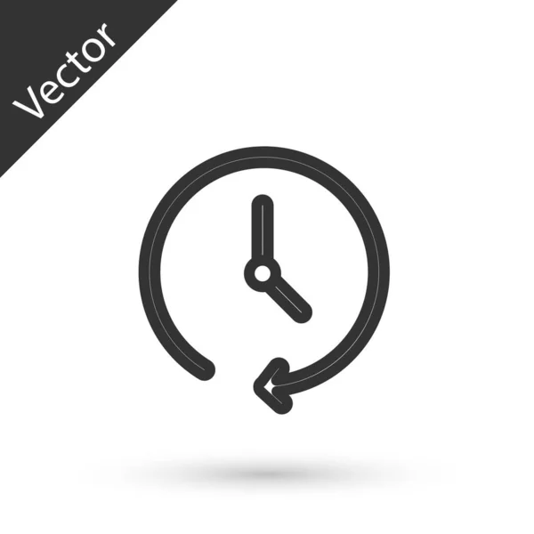 Šedá Čára Hodiny Ikona Izolované Bílém Pozadí Časový Symbol Vektor — Stockový vektor