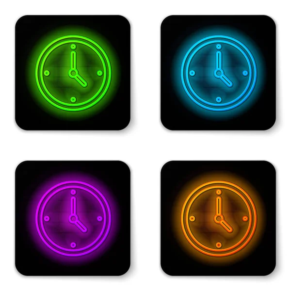 Leuchtendes Neon Line Clock Icon Isoliert Auf Weißem Hintergrund Zeitsymbol — Stockvektor