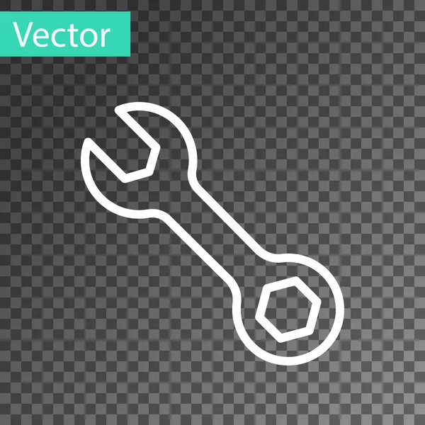 Fehér Vonal Wrench Csavarkulcs Ikon Elszigetelt Átlátszó Háttér Vektor — Stock Vector