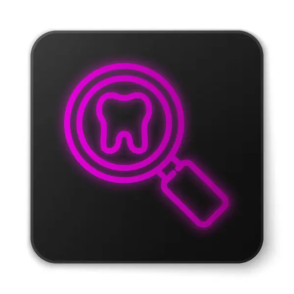 Leuchtende Neon Linie Dentalsuchsymbol Isoliert Auf Weißem Hintergrund Zahnsymbol Für — Stockvektor