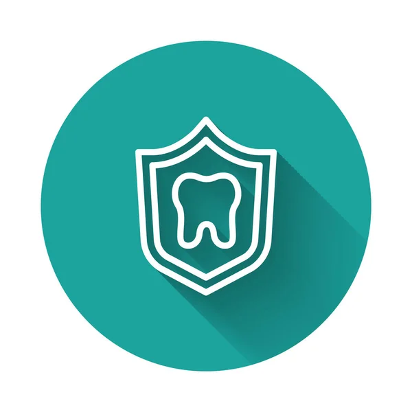 Белая Линия Стоматологическая Защита Значок Изолирован Длинной Тенью Логотип Зуба — стоковый вектор