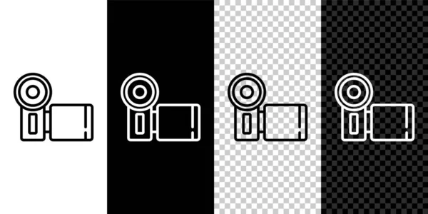Ustaw Linię Ikona Kamery Kinowej Czarno Białym Tle Kamera Wideo — Wektor stockowy