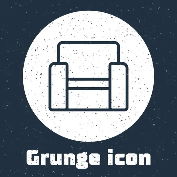 Grunge Line Kinosessel Ikone Isoliert Auf Grauem Hintergrund Monochrome Vintage — Stockvektor