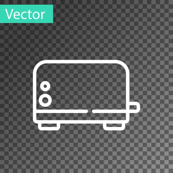 Línea Blanca Icono Tostadora Aislado Sobre Fondo Transparente Vector — Vector de stock