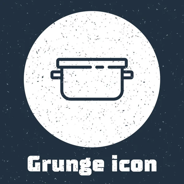 Grunge Line Cooking Pot Icon Isolated Grey Background Boil Stew — Stock Vector