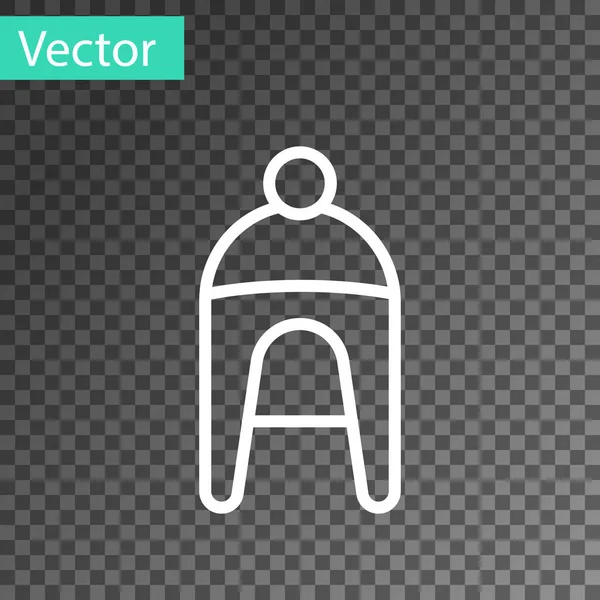 Línea Blanca Icono Del Sombrero Invierno Aislado Sobre Fondo Transparente — Vector de stock