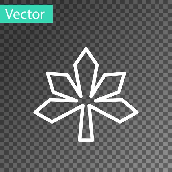 Línea Blanca Icono Hoja Castaño Aislado Sobre Fondo Transparente Vector — Vector de stock