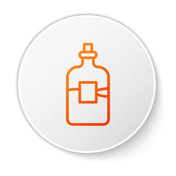 オレンジ色のライン白い背景に隔離されたウォッカのアイコンのガラスボトル 白い丸ボタン ベクトル — ストックベクタ