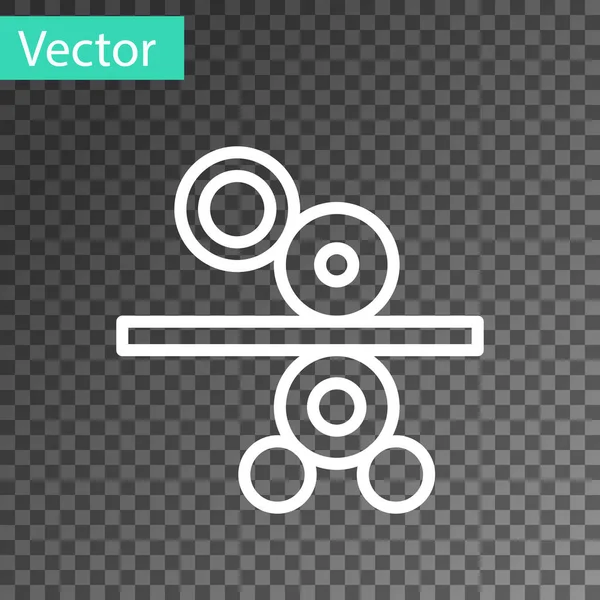 White Line Paper Roll Printing Press Icon Isolated Transparent Background — Stock Vector