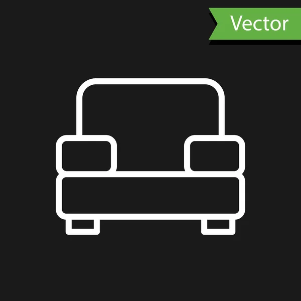 Icono Sillón Línea Blanca Aislado Sobre Fondo Negro Vector — Vector de stock