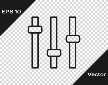 Siyah çizgi müzik eşitleyici simgesi şeffaf arkaplanda izole edildi. Ses dalgası. Ses dijital dengeleyici teknolojisi, konsol paneli, nabız müzikali. Vektör.