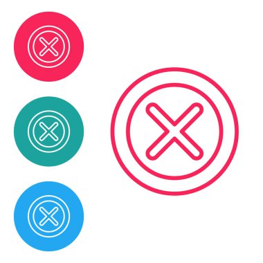 Kırmızı çizgi X Mark, daire simgesinde çapraz çizgi beyaz arkaplanda izole edildi. Çapraz işaret simgesini kontrol et. Simgeleri daire düğmelerine ayır. Vektör.