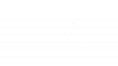 Beyaz arka planda tüy ikonu olan siyah çizgi Hunter şapkası. Ekose kış şapkası. 4K Video hareketli grafik canlandırması