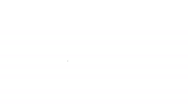 Черная линия Охотничий рог значок изолирован на белом фоне. Видеографическая анимация 4K — стоковое видео