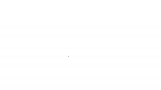 Černá čára Jelení parohy na štítové ikoně izolované na bílém pozadí. Lovecká trofej na zdi. Grafická animace pohybu videa 4K — Stock video