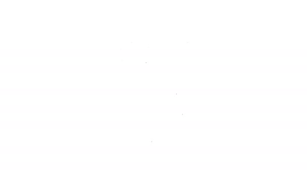 Linha preta Ícone de spray de pimenta isolado no fundo branco. Gás de CO. Aerossol de autodefesa Capsicum. Animação gráfica em movimento de vídeo 4K — Vídeo de Stock