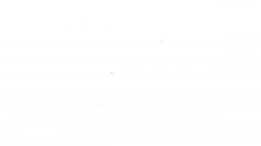 Siyah çizgi kano ve kürek simgesi beyaz arkaplanda izole edildi. Balıkçılık ve turizm için kano. Açık hava aktiviteleri. 4K Video hareketli grafik canlandırması