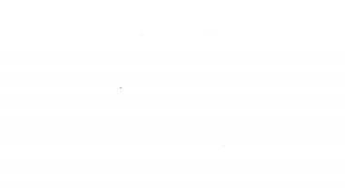 Beyaz arka planda izole edilmiş balık ikonu için siyah halat makarası. Balık bobini. Balık oltası. 4K Video hareketli grafik canlandırması