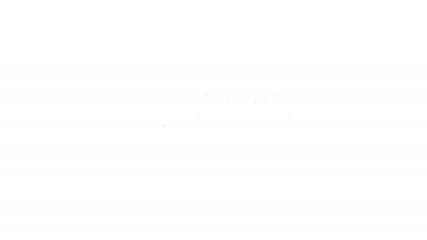 Zwarte lijn Draaiende haspel voor vissen pictogram geïsoleerd op witte achtergrond. Visserij spoel. Visserij tackle. 4K Video motion grafische animatie — Stockvideo